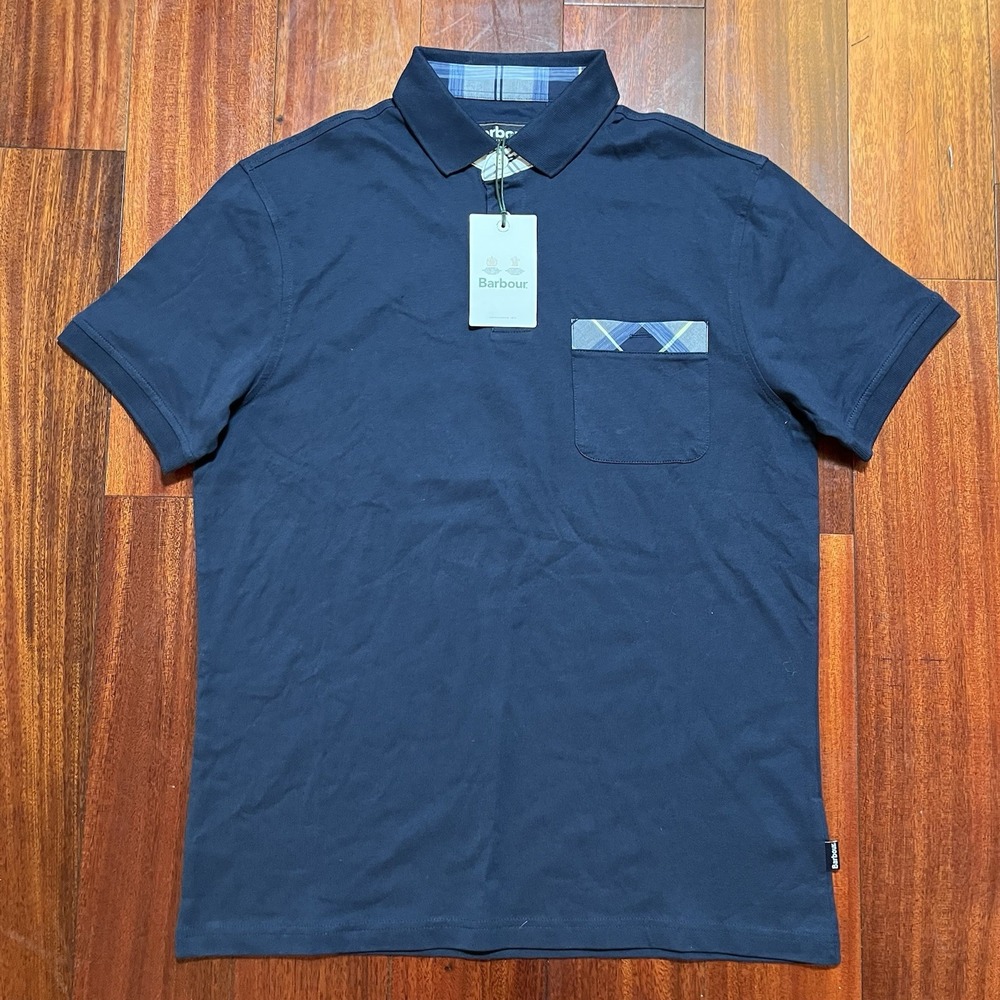 BARBOUR Polo Shirt Mens Medium 100% Cotton LIRST POLO-NAVY MML1205NY91 Preppy